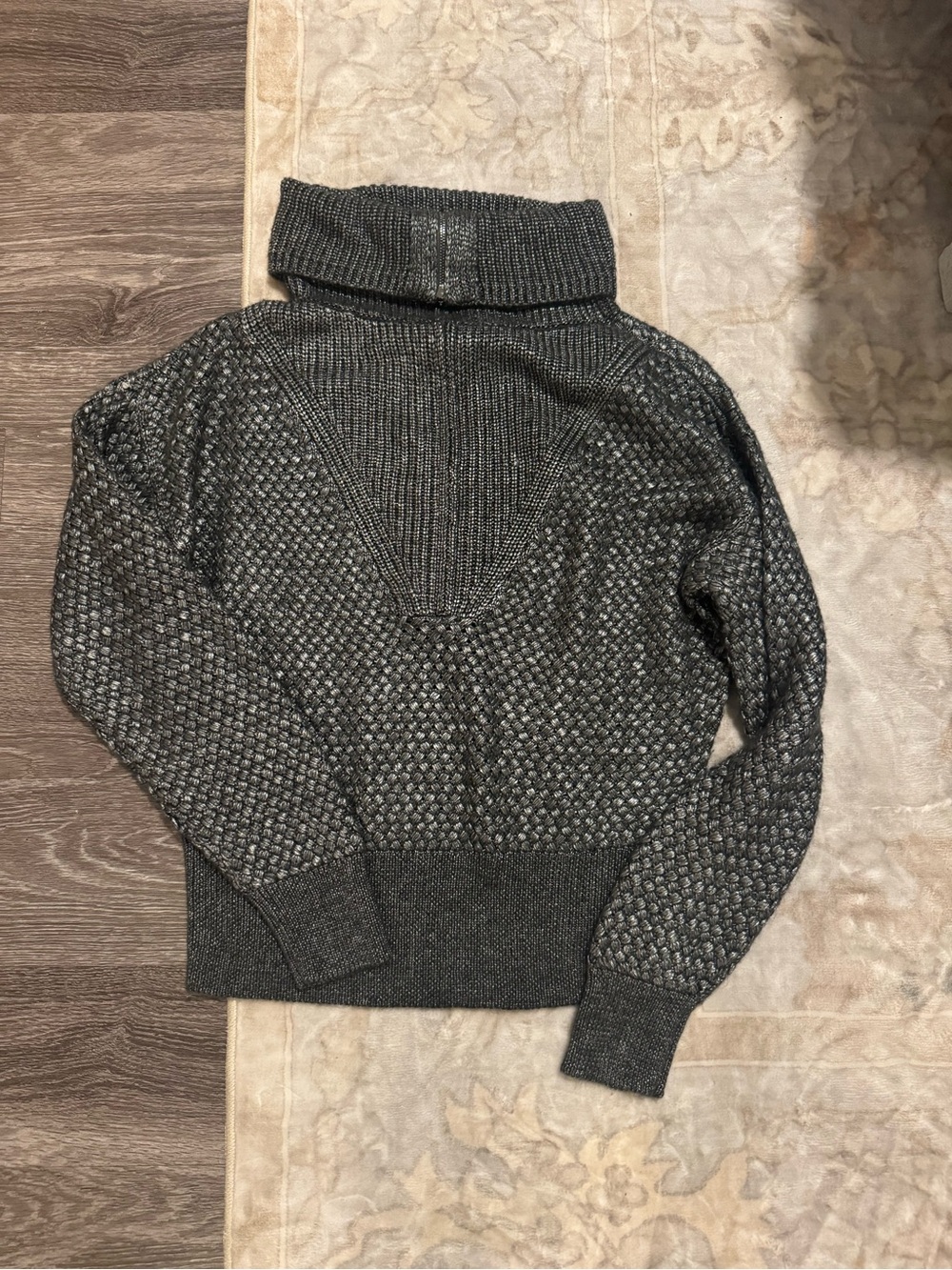 White House Black Market Metallic Charcoal Gray Turtleneck Sweater